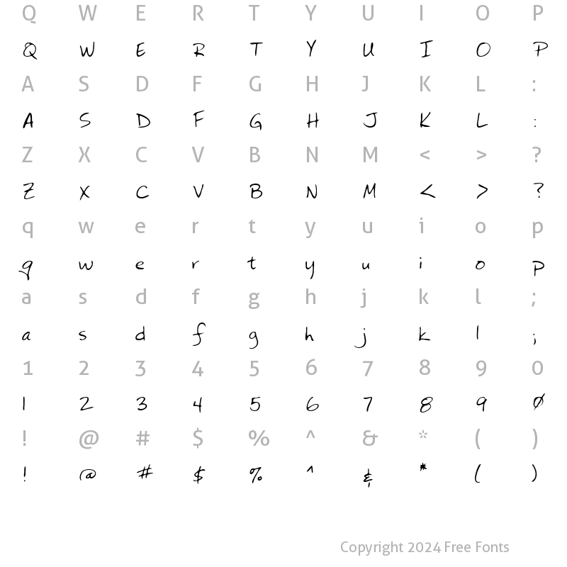 Character Map of Julie Regular