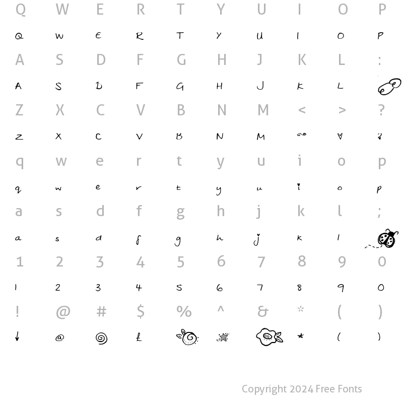 Character Map of Julies regular