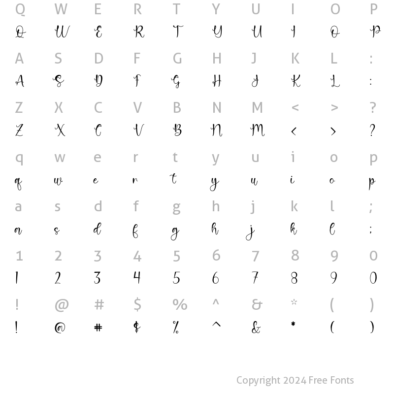 Character Map of Julliete Regular