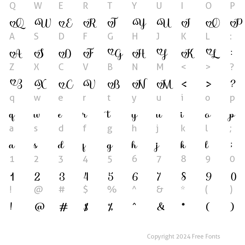 Character Map of jully julia Regular