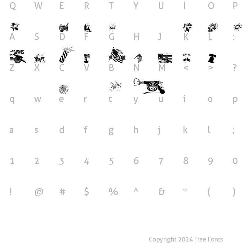 Character Map of july4th_csp Regular