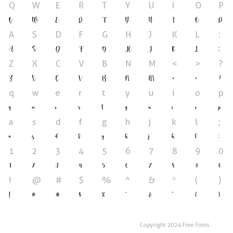 Character Map of Julya Regular