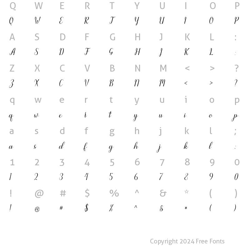 Character Map of julyna Regular