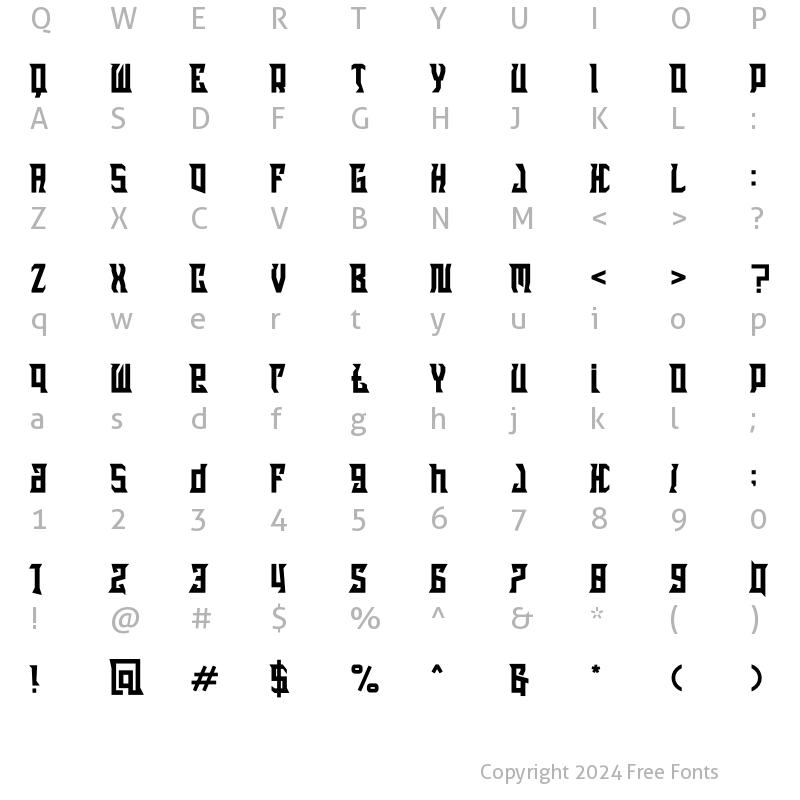 Character Map of JUMANUS Regular