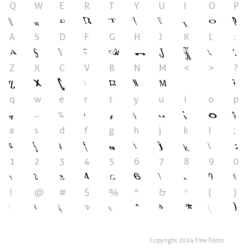 Character Map of Jumbalaya Now Leftie Regular