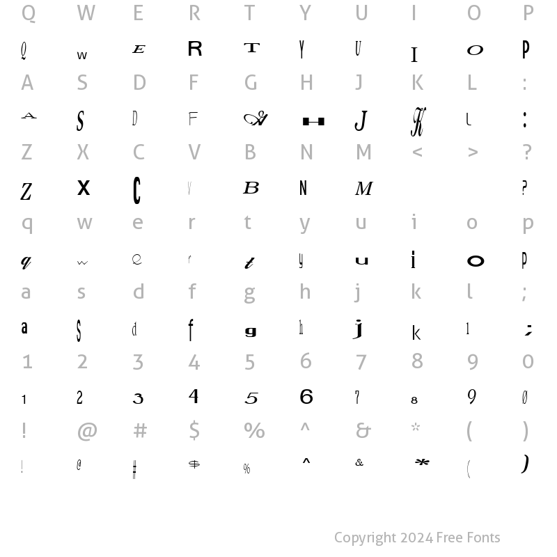 Character Map of JumbalayaPlain Regular