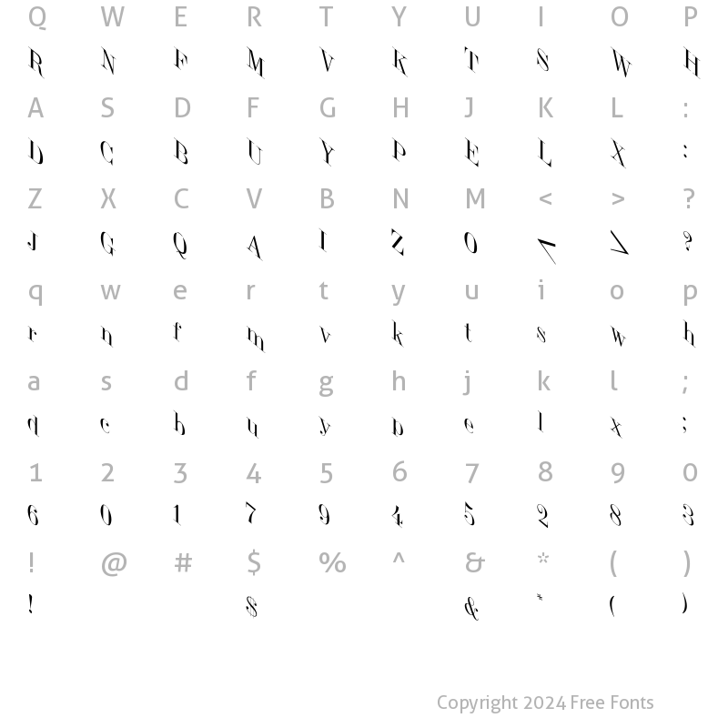 Character Map of JumbleItalic Regular