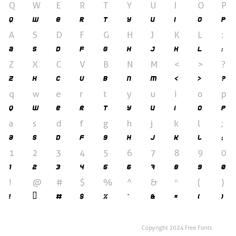 Character Map of Jumbo Italic