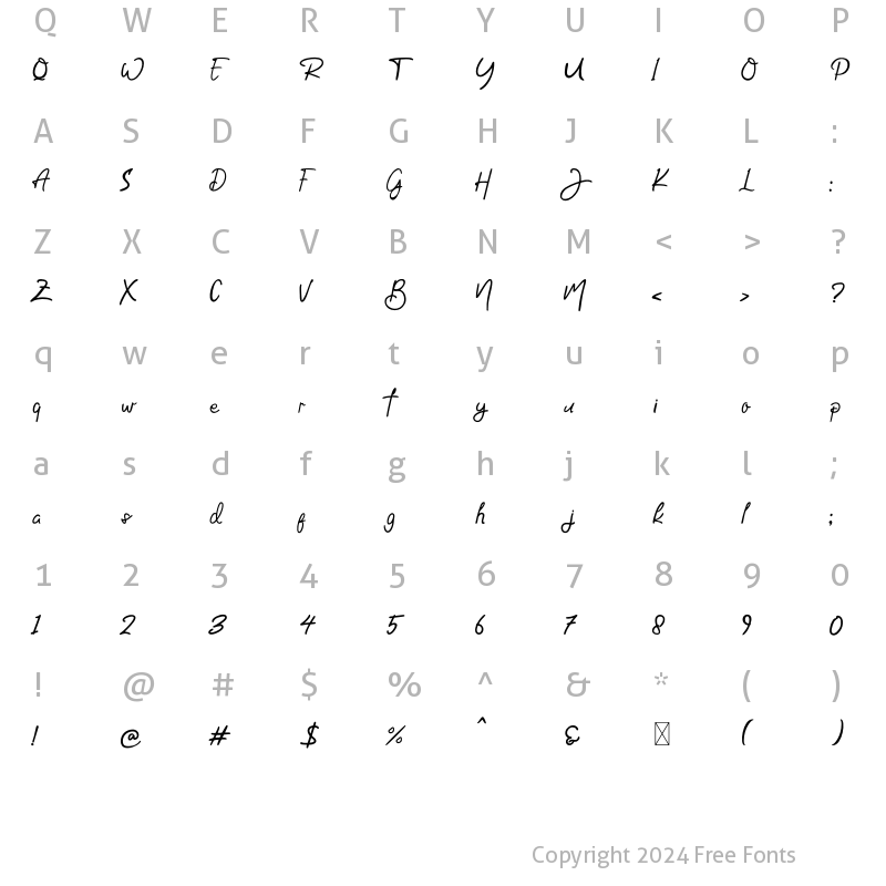 Character Map of Jump Royce Regular