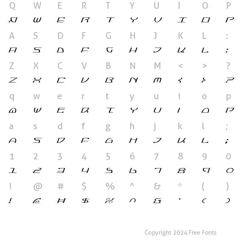 Character Map of Jumptroops Light Italic Light Italic