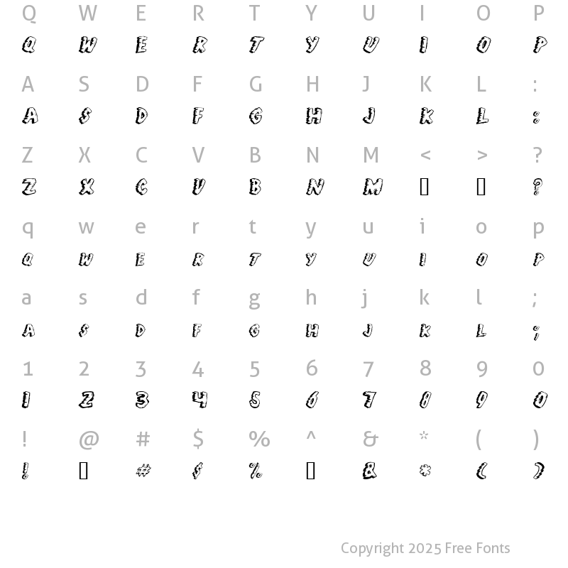 Character Map of Jungle Fever Regular