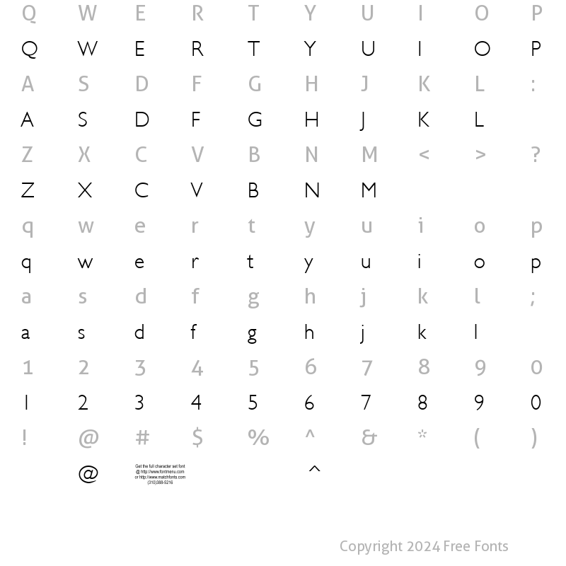 Character Map of JunienLight Tryout Regular