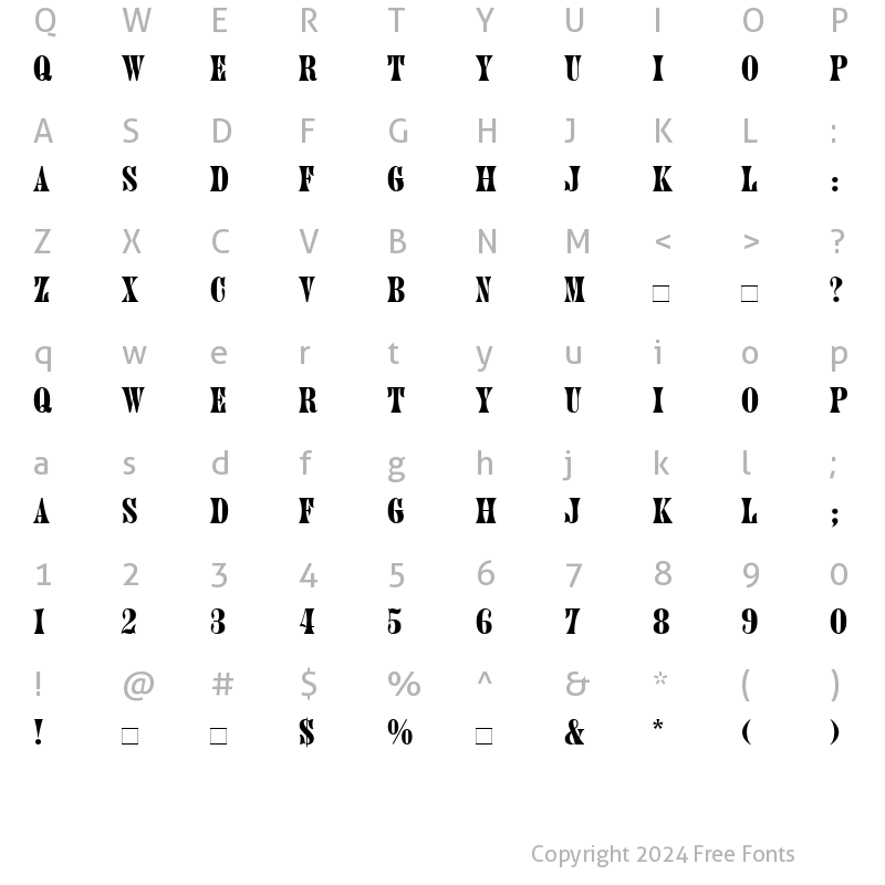 Character Map of Juniper Roman