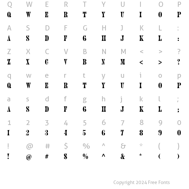 Character Map of Juniper Std Medium