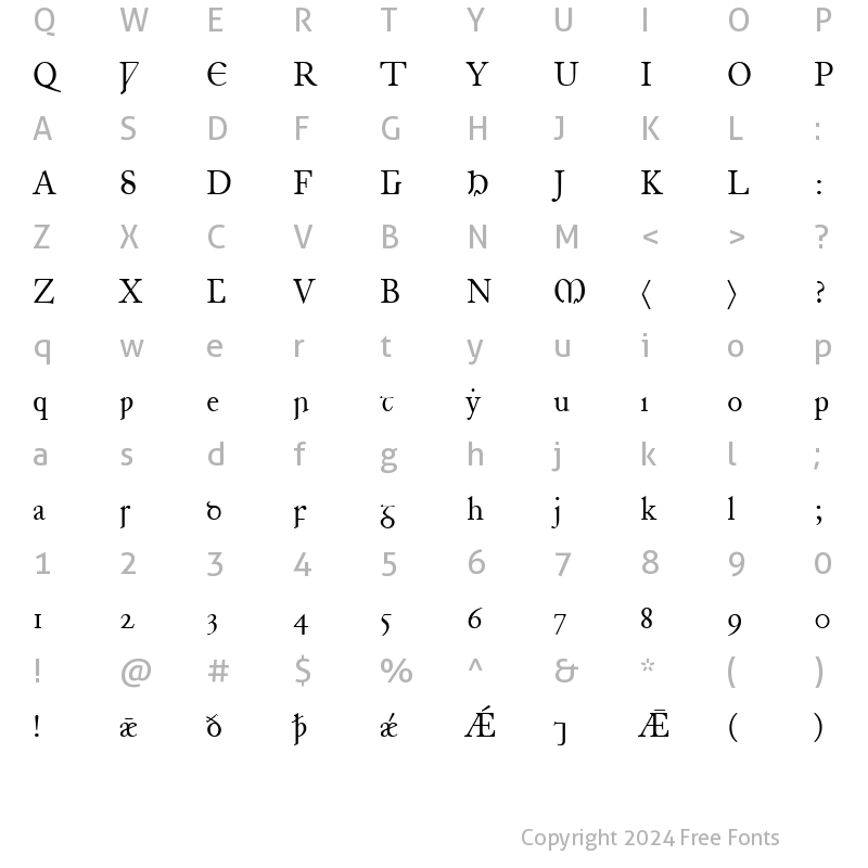 Character Map of Junius Regular