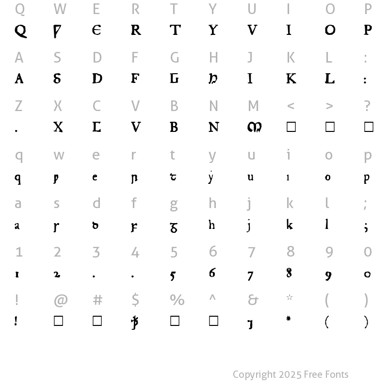 Character Map of Junius Rough Normal