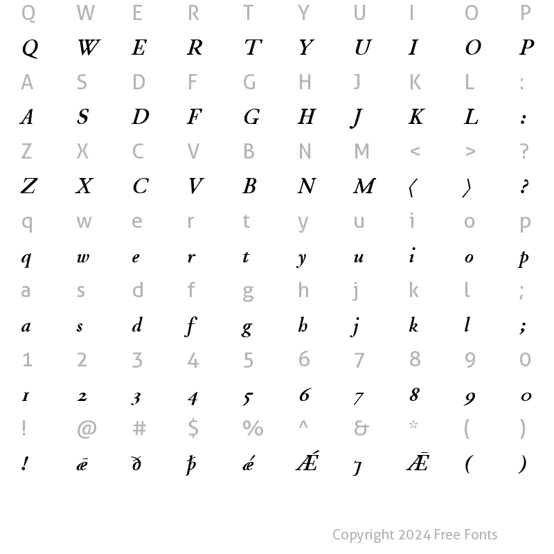 Character Map of JuniusModern BoldItalic