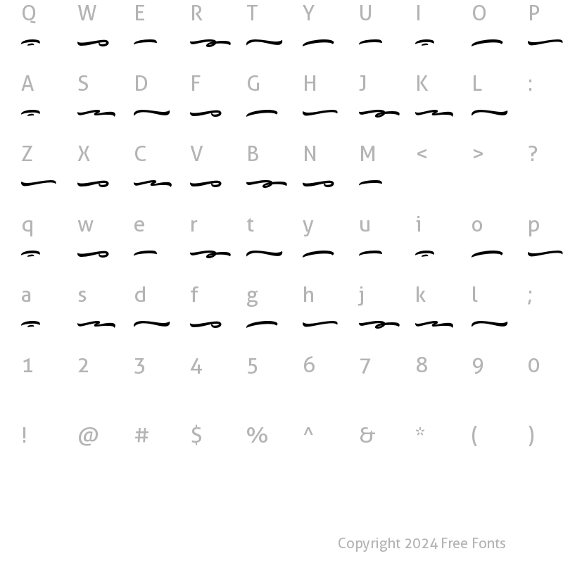 Character Map of Junkies Style Swashes