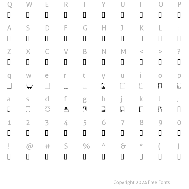 Character Map of Just Frames Regular