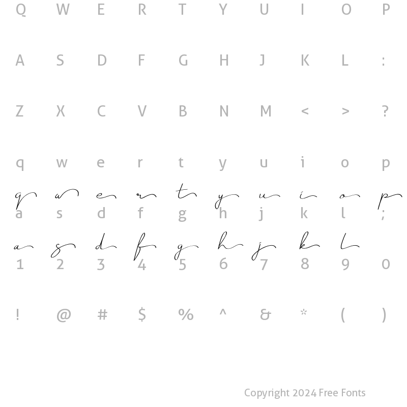 Character Map of Just Signature Alternate