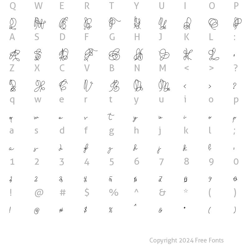 Character Map of Just Thought Regular