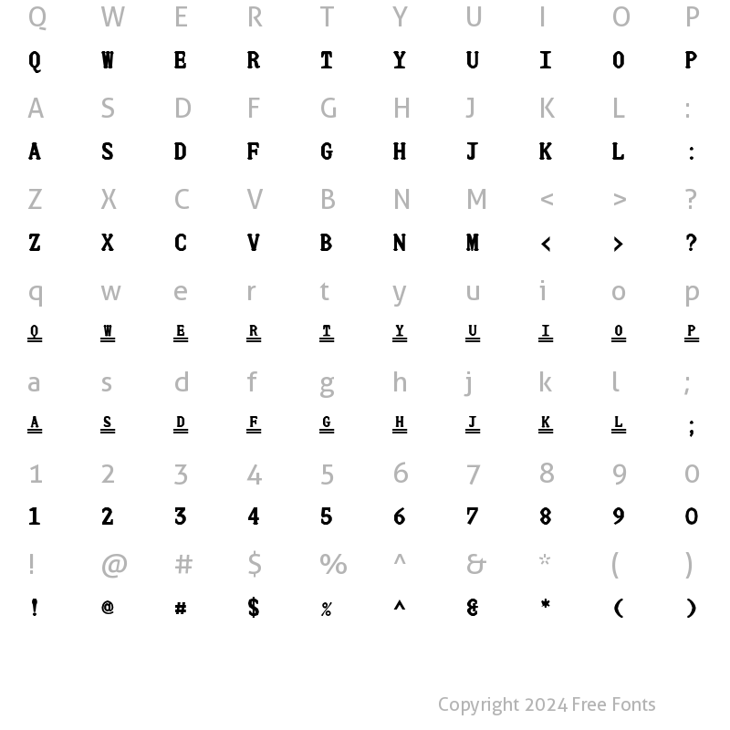 Character Map of JUstice Mono Title