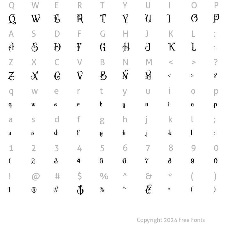 Character Map of Justile Black Letter