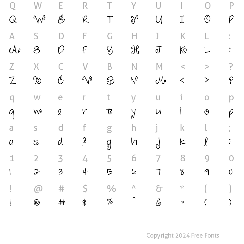 Character Map of Justine Regular