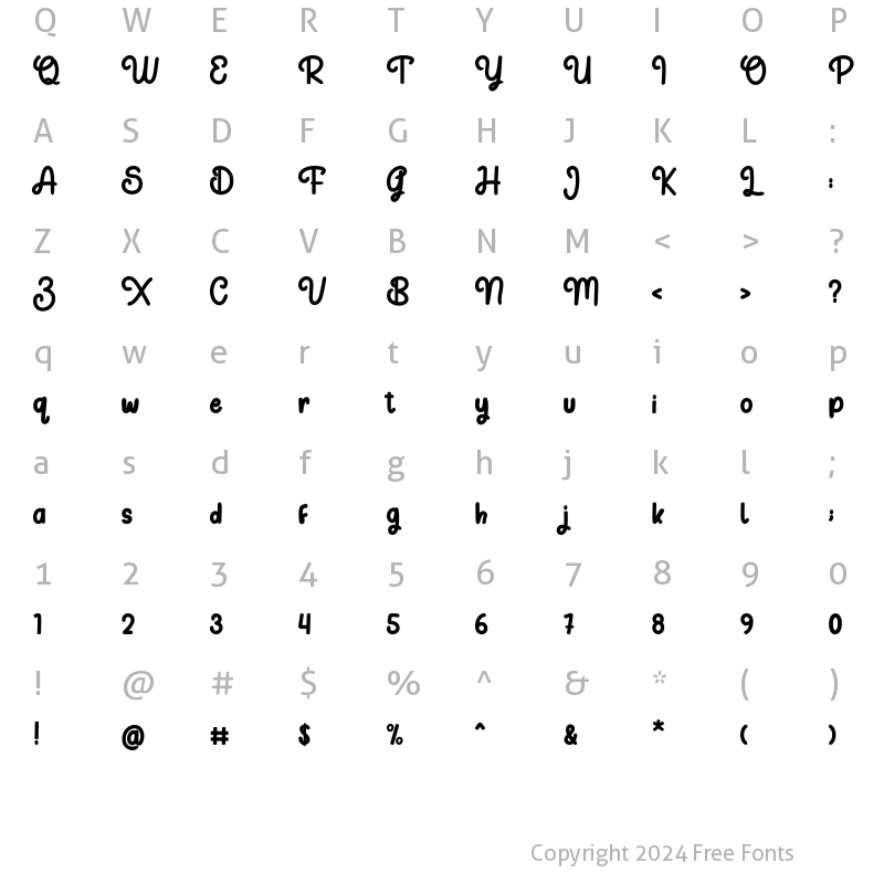 Character Map of Justkidy Regular