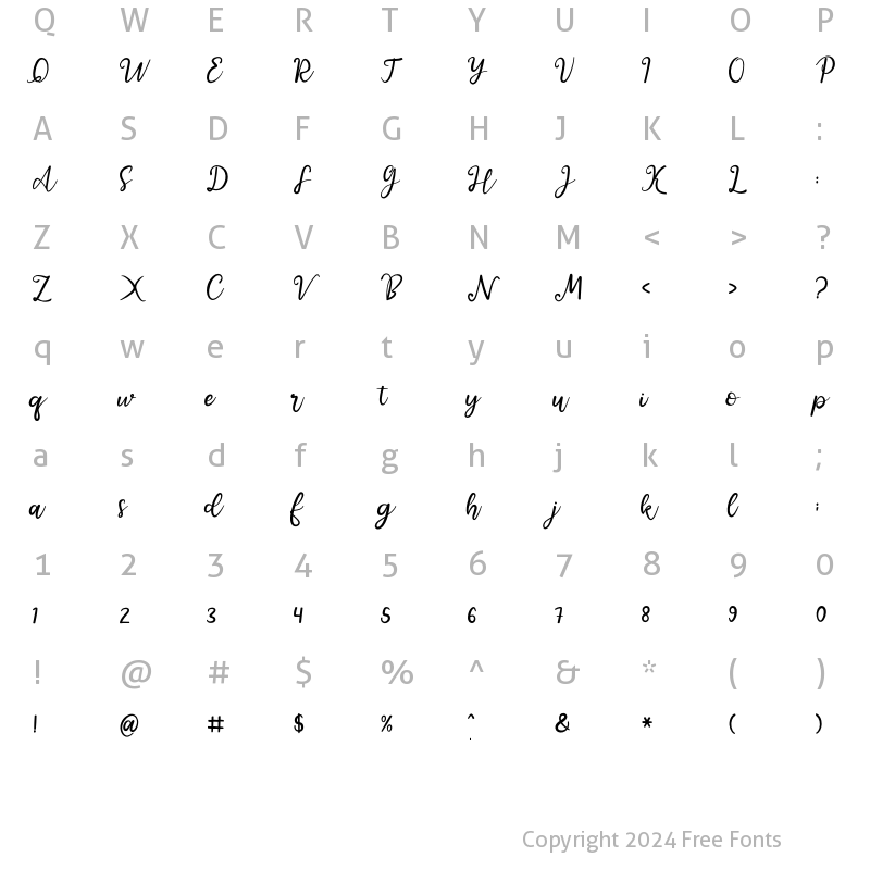 Character Map of Justkidy Script Regular