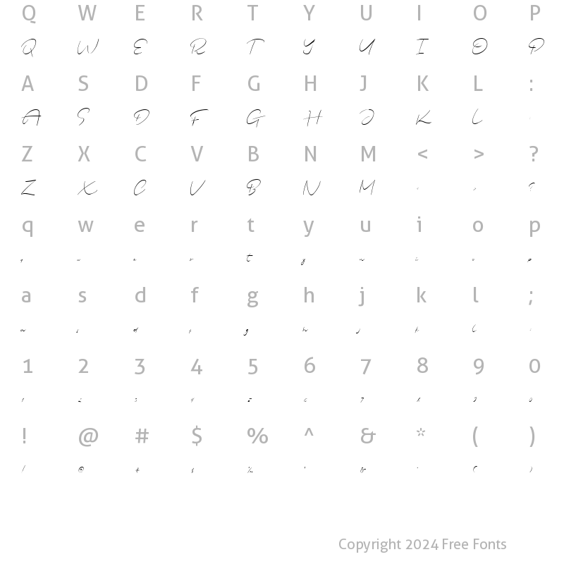 Character Map of Justmine Regular