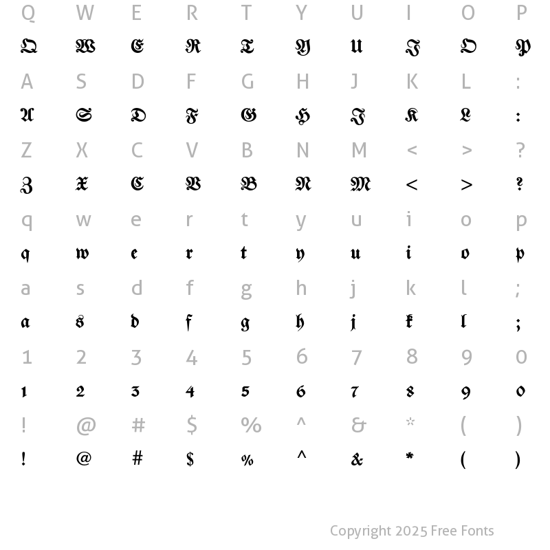 Character Map of JustusFrakturEF Bold