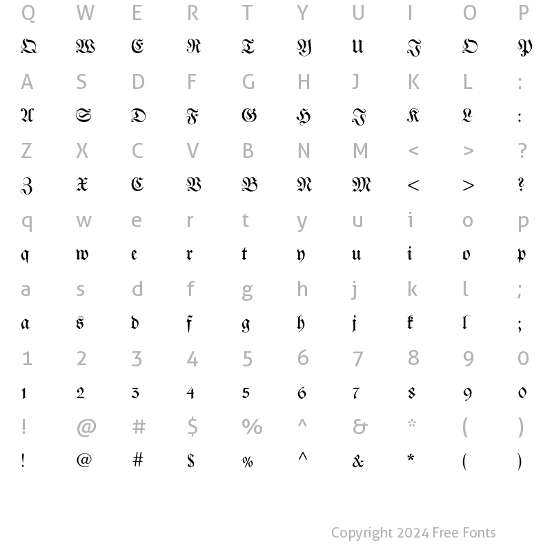 Character Map of JustusFrakturEF Regular