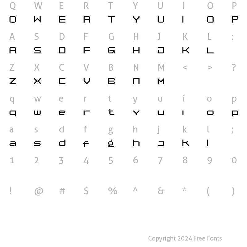 Character Map of Jx Tabe DEMO Regular