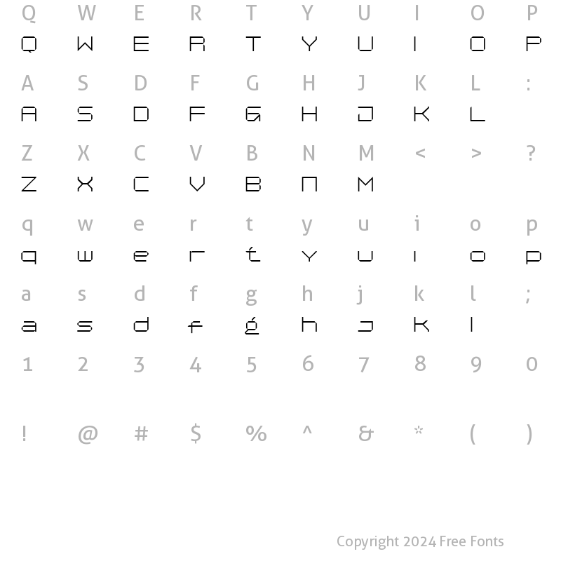 Character Map of Jx Tabe DEMO Thin