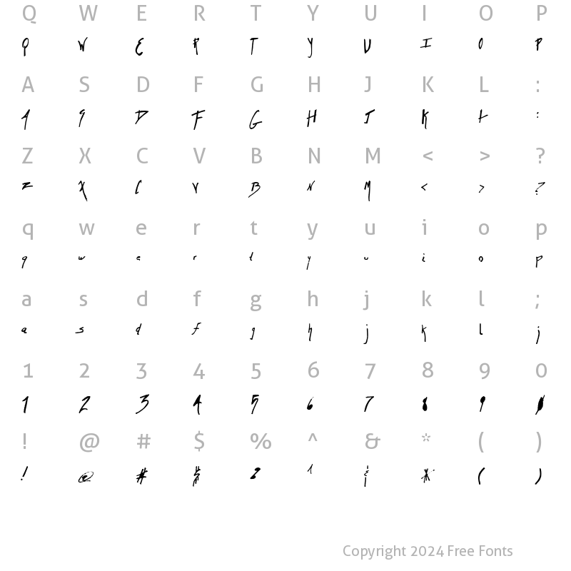 Character Map of Jyhad Regular