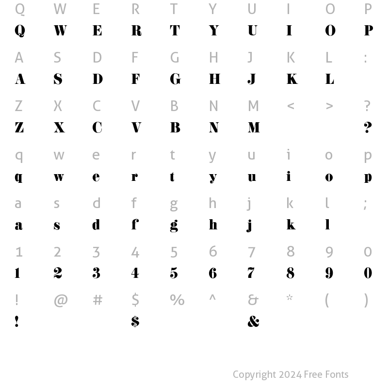 Character Map of K22 Didoni Regular