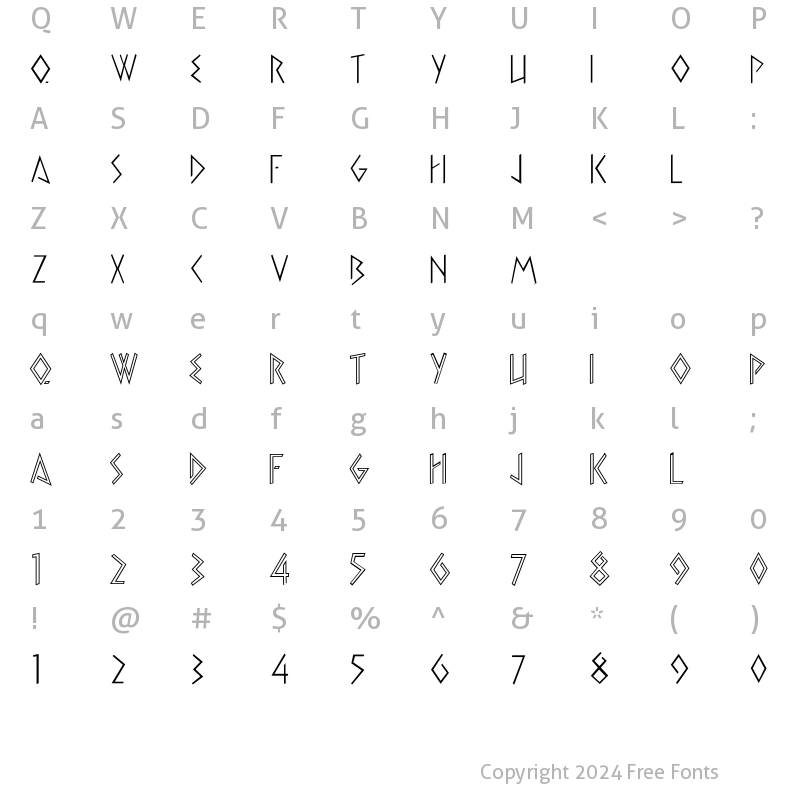 Character Map of k22 Xerxes Regular