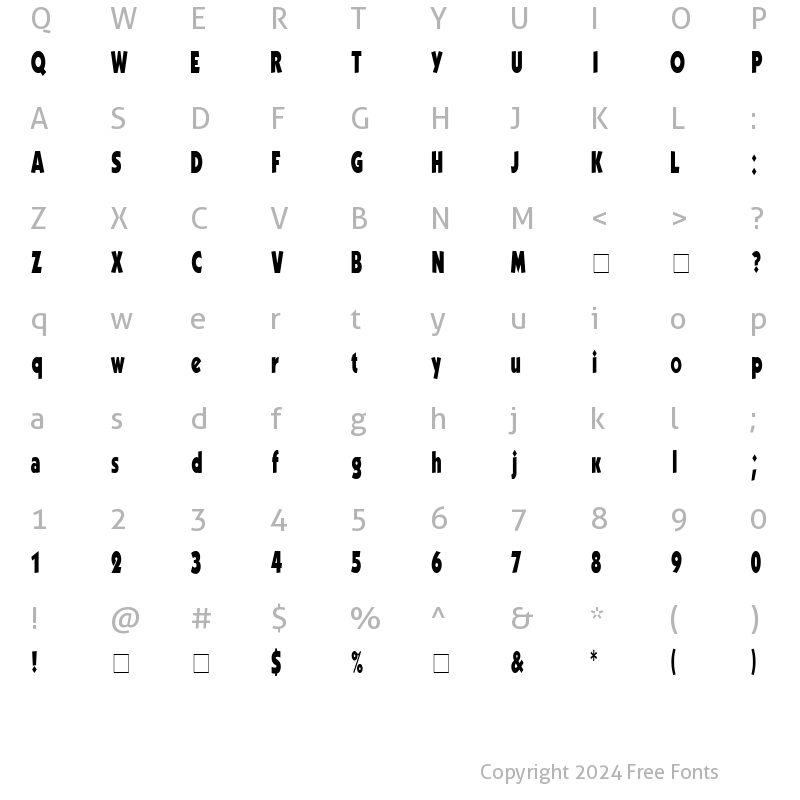 Character Map of KabelCondensed ExtraBold