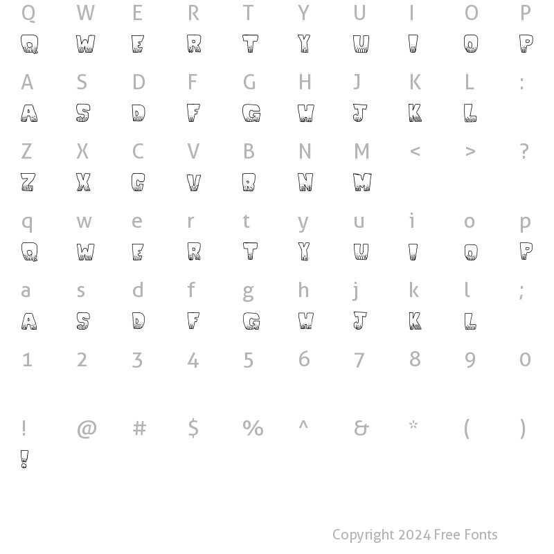 Character Map of KaBlooie Regular