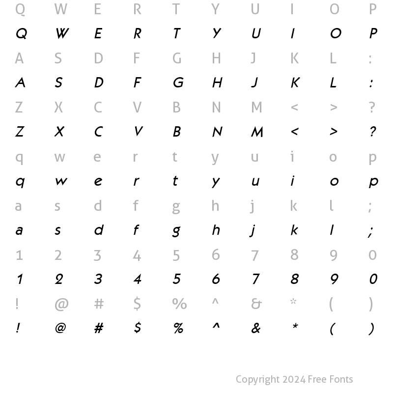 Character Map of Kabob Italic