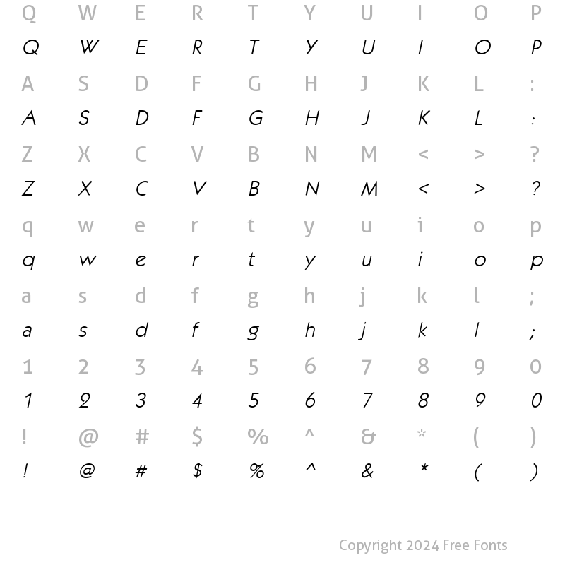 Character Map of KabobLight Italic