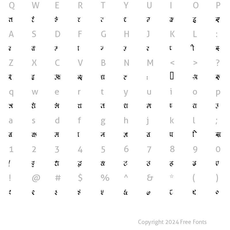 Character Map of kachhipati Regular