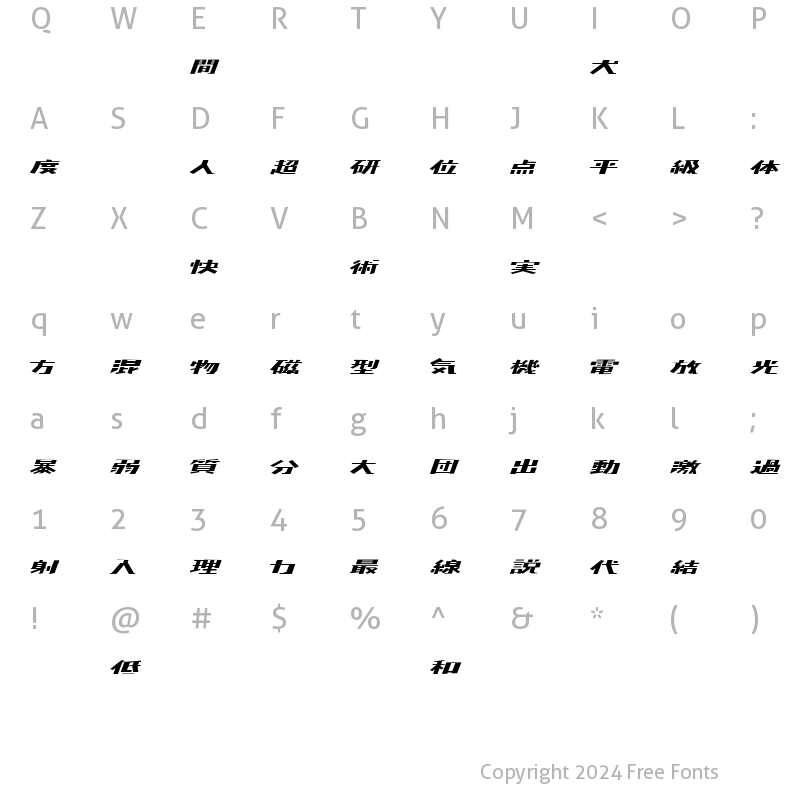 Character Map of kaden Regular