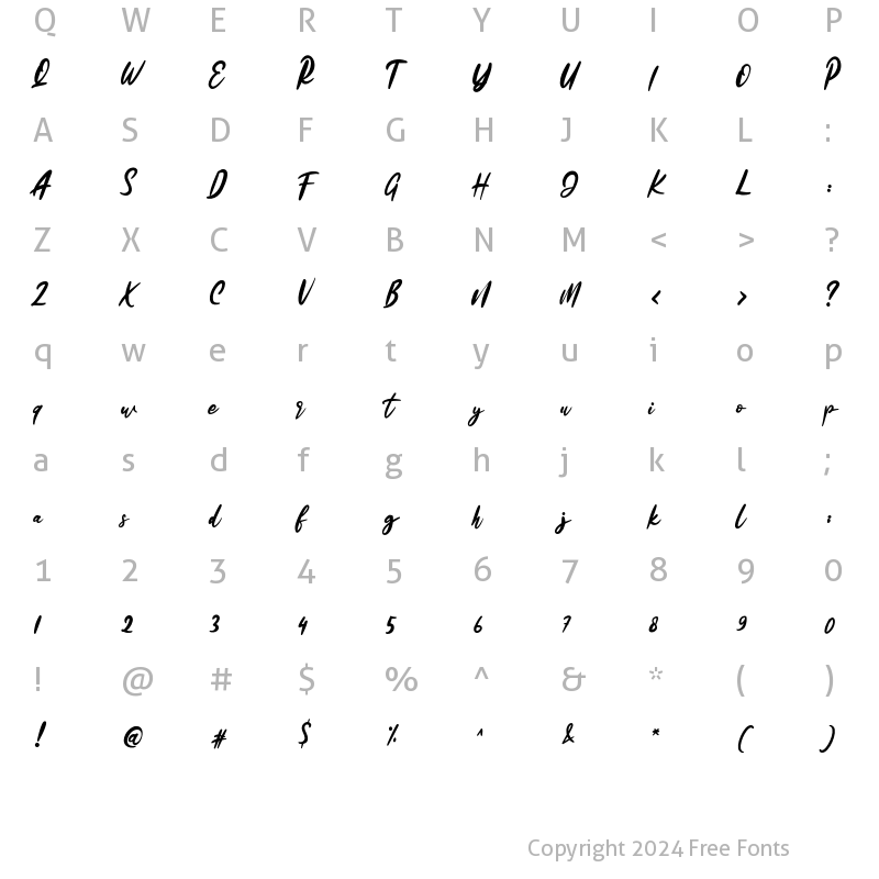 Character Map of Kaduta Regular