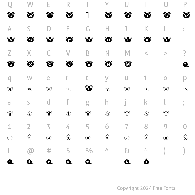 Character Map of kaeru Regular