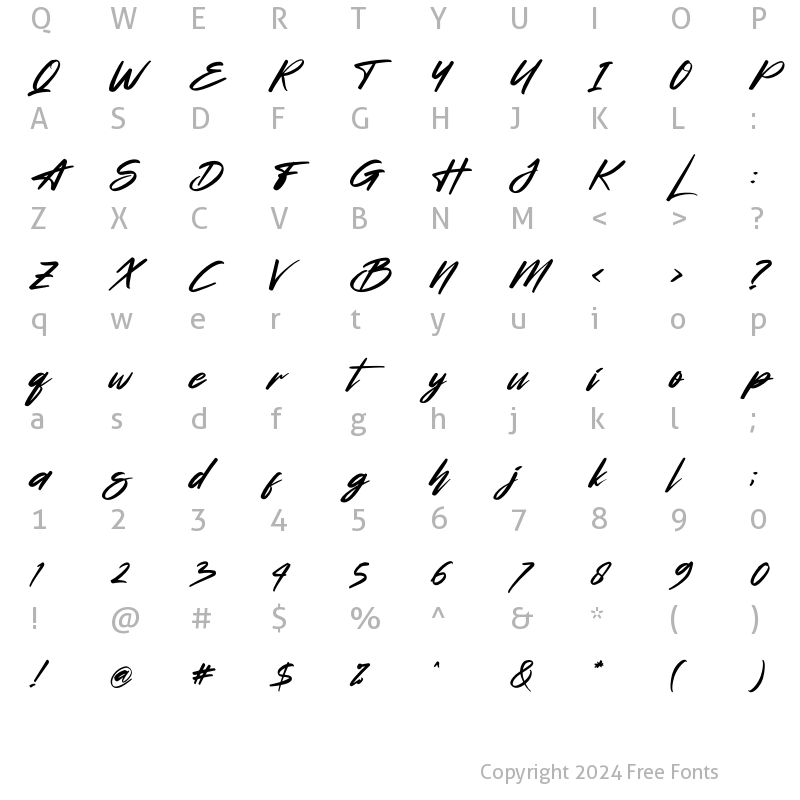 Character Map of Kagemasha Italic