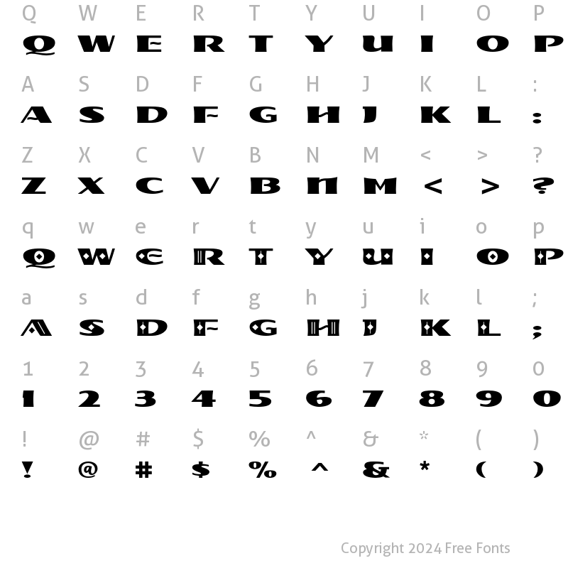 Character Map of Kahana ITC Std Regular