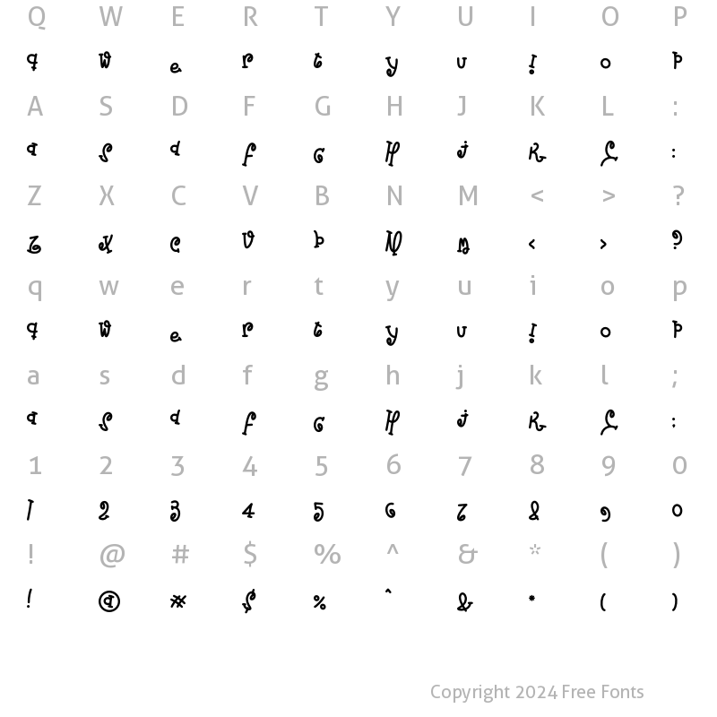 Character Map of Kahitti Bold Bold