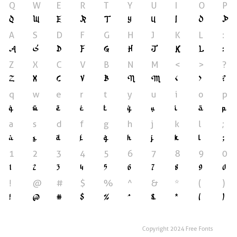 Character Map of Kahlil Regular